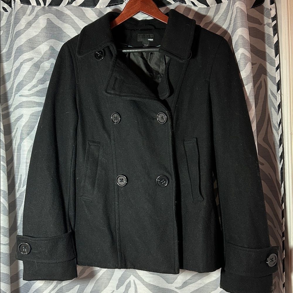 H&M Wool Peacoat Navy Blue Size 16
